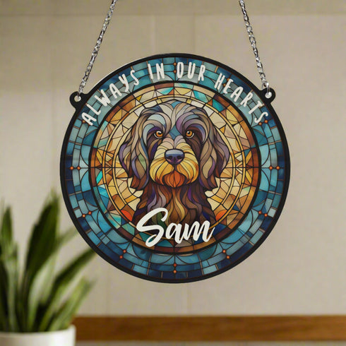 Cockapoo Black Memorial Stained Glass Effect Suncatcher
